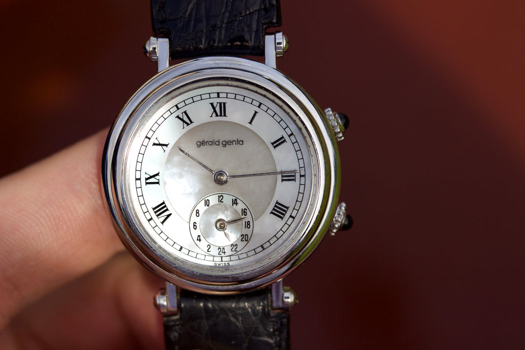 Gerald Genta Dual Time 18 White Gold