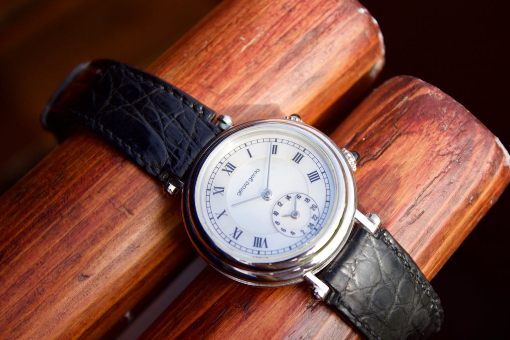 Gerald Genta Dual Time 18 White Gold