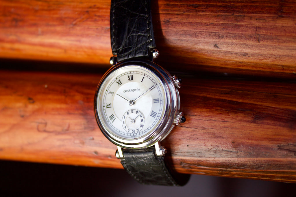 Gerald Genta Dual Time 18 White Gold