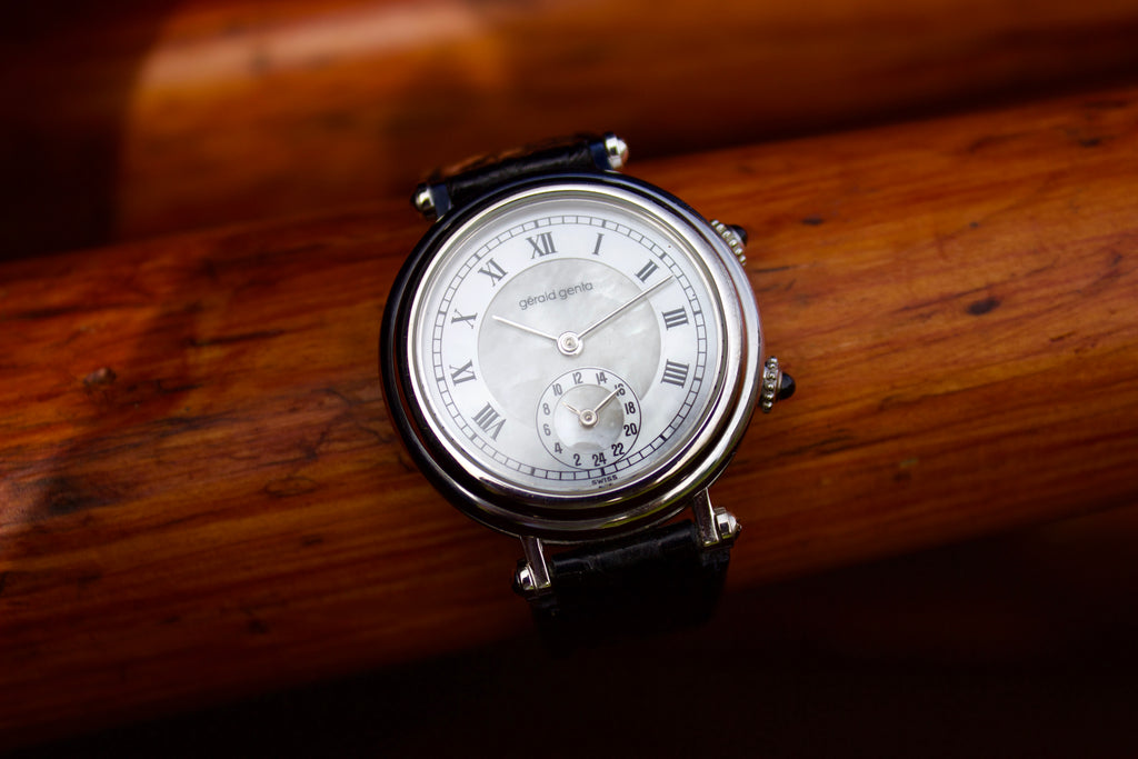 Gerald Genta Dual Time 18 White Gold