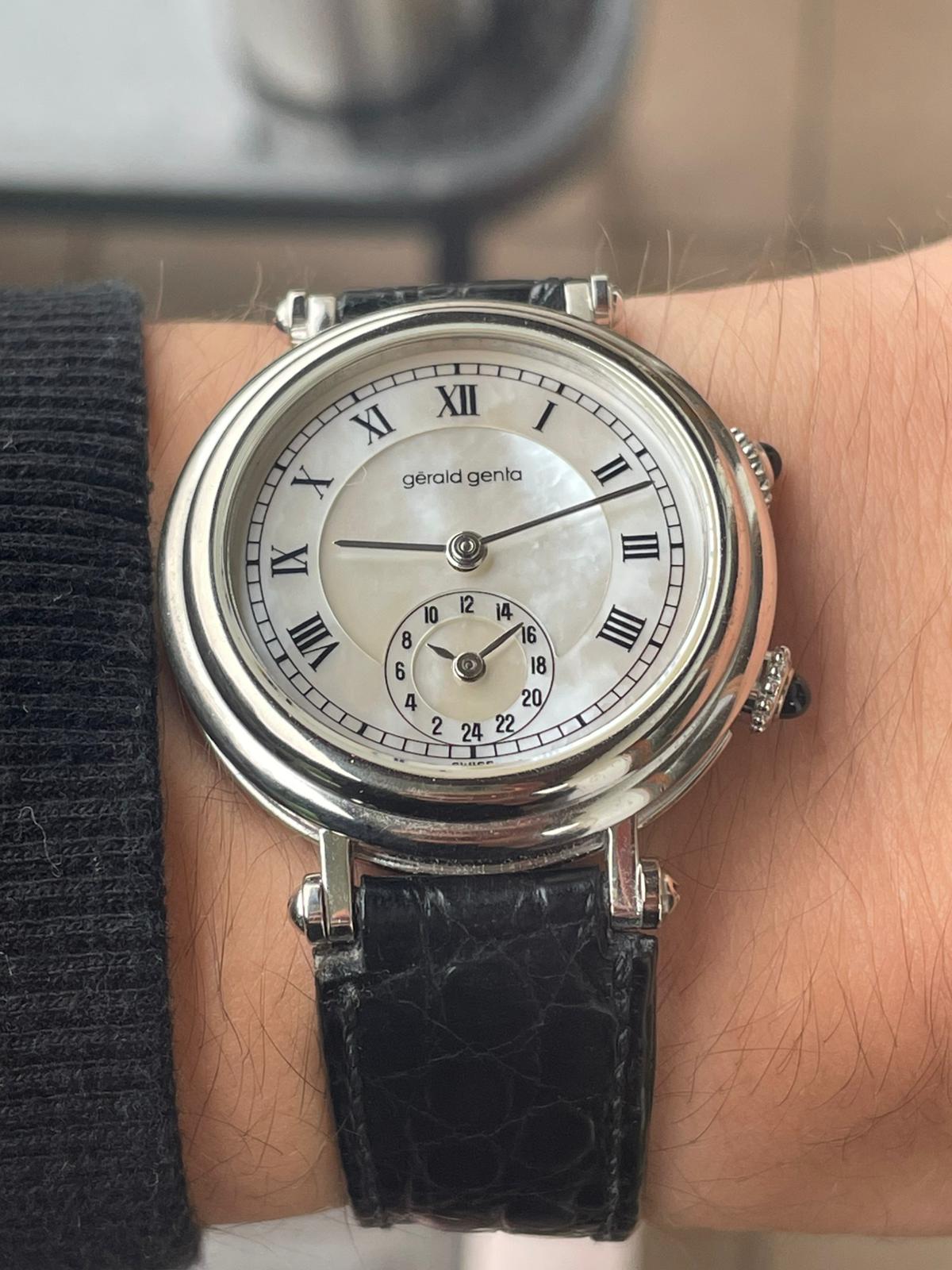 Gerald Genta Dual Time 18 White Gold