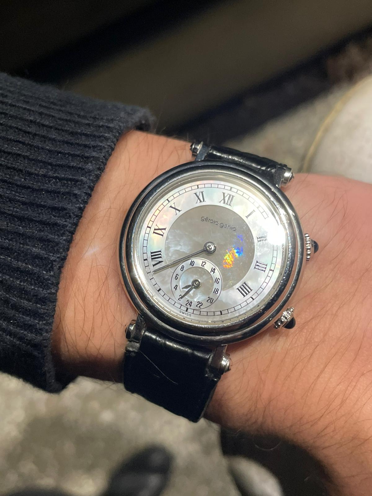 Gerald Genta Dual Time 18 White Gold